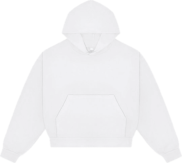 Am image of a Custom LA Apparel Heavy Fleece Cropped Hoodie in White!