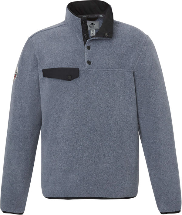 Am image of a Custom Roots73 Mens Westville Eco Microfleece Pullover in Denim Mix!
