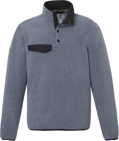 Am image of a Custom Roots73 Mens Westville Eco Microfleece Pullover in Denim Mix!