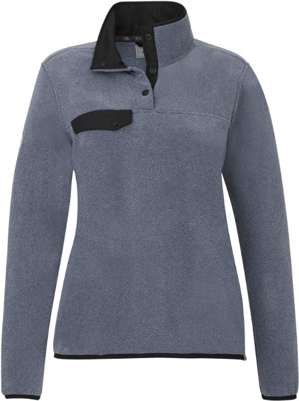 Am image of a Custom Roots73 Womens Westville Eco Microfleece Pullover in Denim Mix!