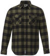 Am image of a Custom Roots73 Mens Spruce Lake Long Sleeve Shirt in Loden/Black!