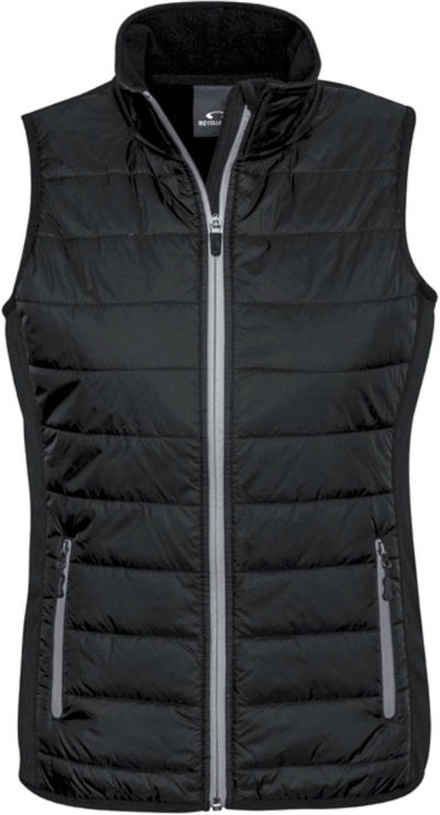 Am image of a Custom Biz Collection Ladies Stealth Tech Vest in Black/Silver Grey!