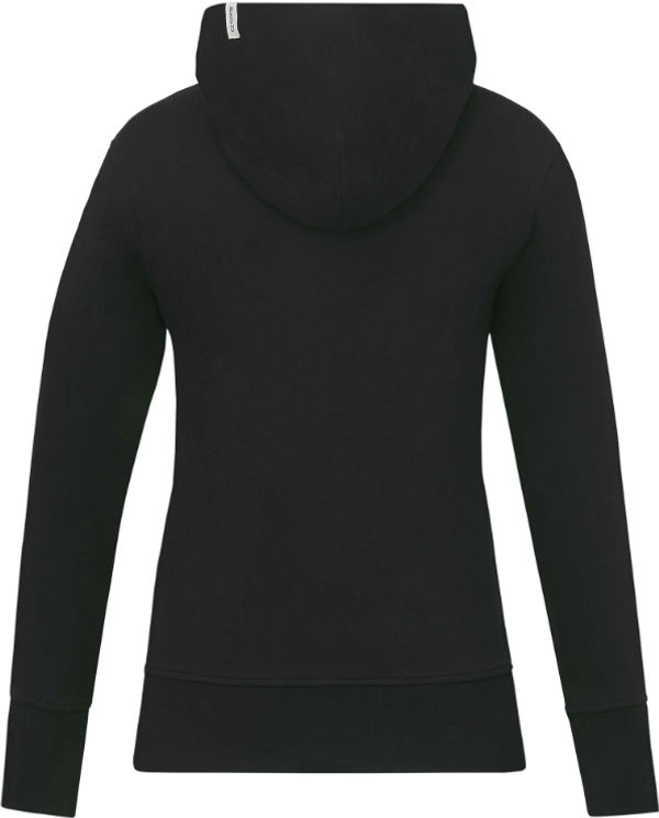 Am image of a Custom Roots73 Ladies Canmore Eco Full Zip Hoody in Black!