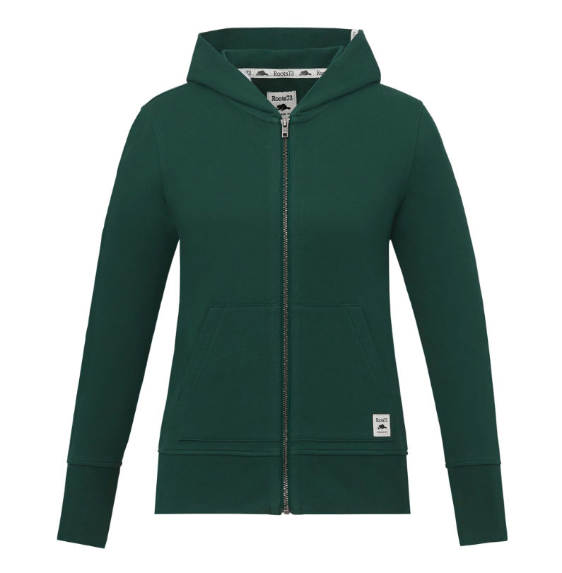 Roots73 Ladies Canmore Eco Full Zip Hoody in Evergreen