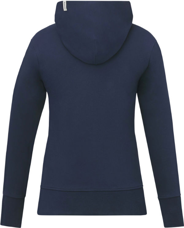 Am image of a Custom Roots73 Ladies Canmore Eco Full Zip Hoody in Indigo Blue!