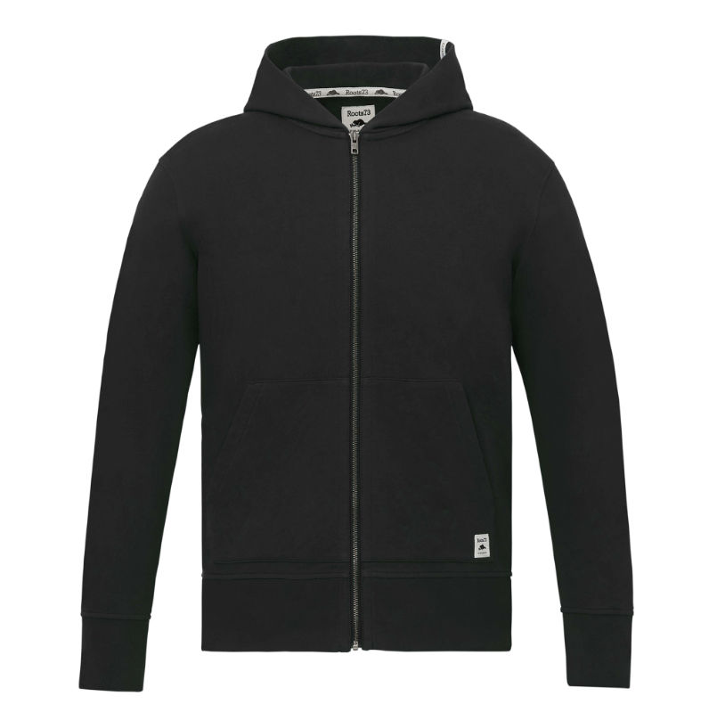 Roots73 Mens Canmore Eco Full Zip Hoody in Black