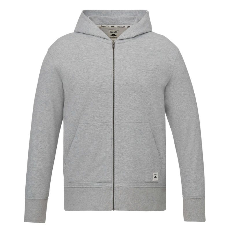 Roots73 Mens Canmore Eco Full Zip Hoody in Grey Mix
