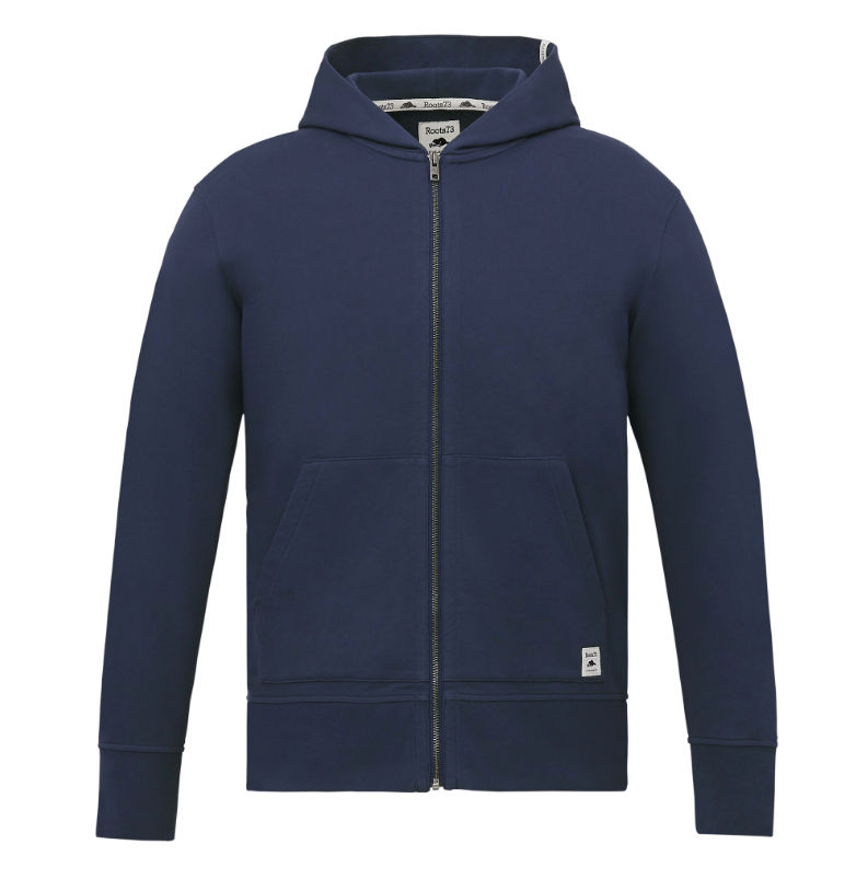 Roots73 Mens Canmore Eco Full Zip Hoody in Indigo Blue