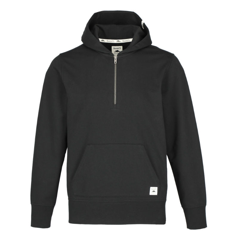 Roots73 Canmore Eco Quarter Zip Hoody in Black