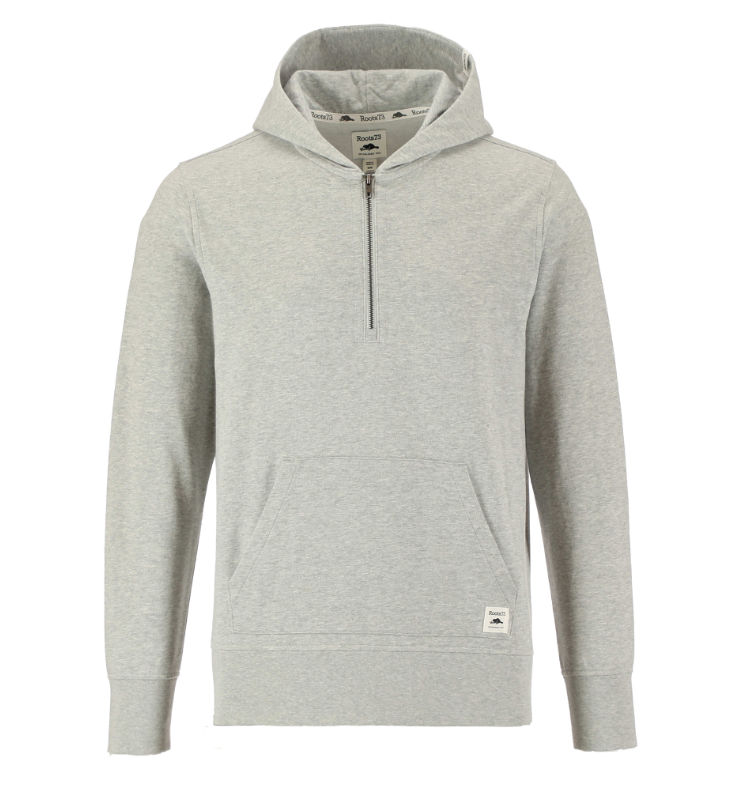 Roots73 Canmore Eco Quarter Zip Hoody in Grey Mix