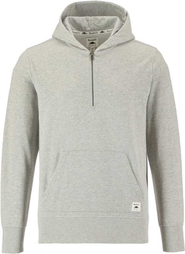 Am image of a Custom Roots73 Canmore Eco Quarter Zip Hoody in Grey Mix!
