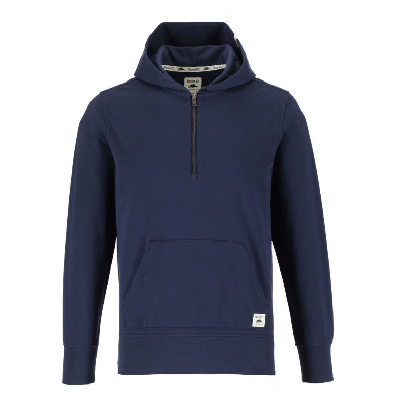 Roots73 Canmore Eco Quarter Zip Hoody in Indigo Blue