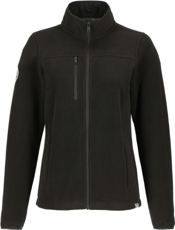 Am image of a Custom Roots73 Womens Westville Eco Microfleece Full Zip in Black!