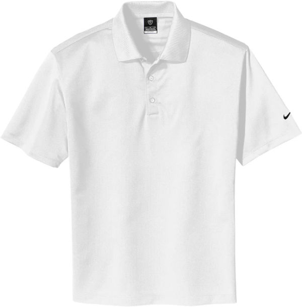 Am image of a Custom Nike Tech Basic Dri FIT Polo in White!