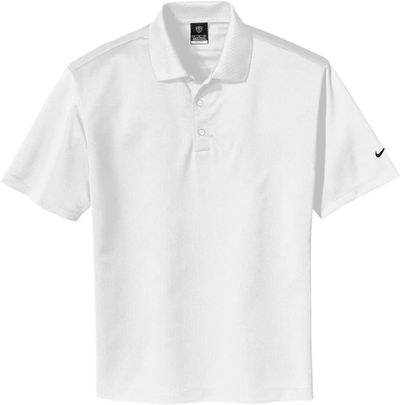 Am image of a Custom Nike Tech Basic Dri FIT Polo in White!