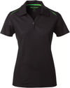 Am image of a Custom Coal Harbour Snag Resistant Contrast Insert Ladies Sport Shirt in Black/Lime!