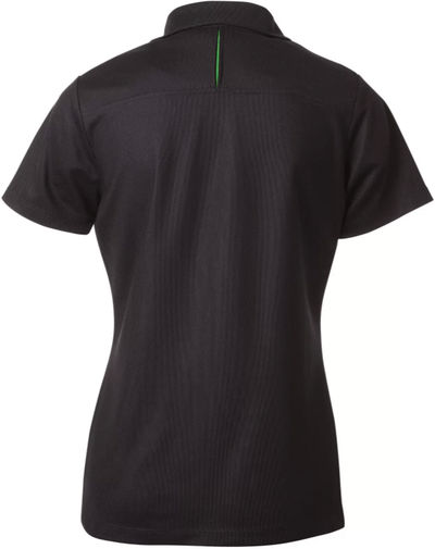 Am image of a Custom Coal Harbour Snag Resistant Contrast Insert Ladies Sport Shirt in Black/Lime!
