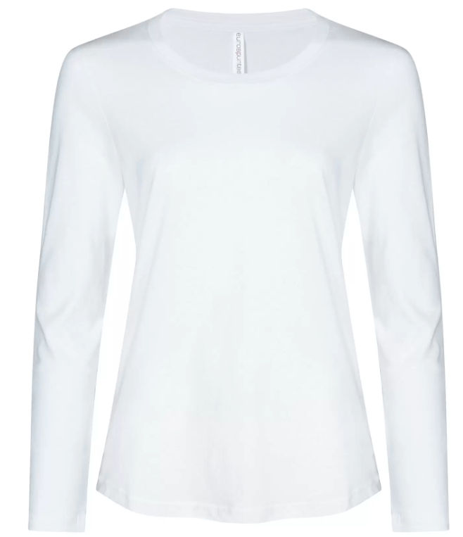 ATC Eurospun Ring Spun Long Sleeve Ladies Tee in White