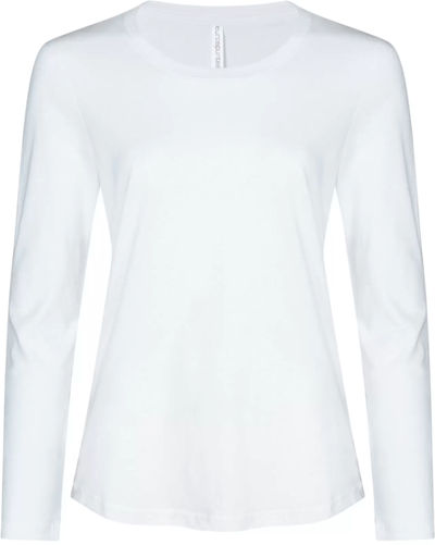 Am image of a Custom ATC Eurospun Ring Spun Long Sleeve Ladies Tee in White!
