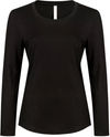 Am image of a Custom ATC Eurospun Ring Spun Long Sleeve Ladies Tee in Black!
