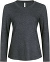 Am image of a Custom ATC Eurospun Ring Spun Long Sleeve Ladies Tee in Charcoal Heather!