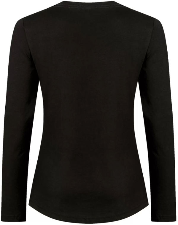 Am image of a Custom ATC Eurospun Ring Spun Long Sleeve Ladies Tee in Black!