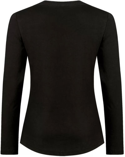 Am image of a Custom ATC Eurospun Ring Spun Long Sleeve Ladies Tee in Black!