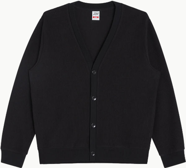 Am image of a Custom Made Blanks Freshman Corduroy Cardigan in Phantom Black!