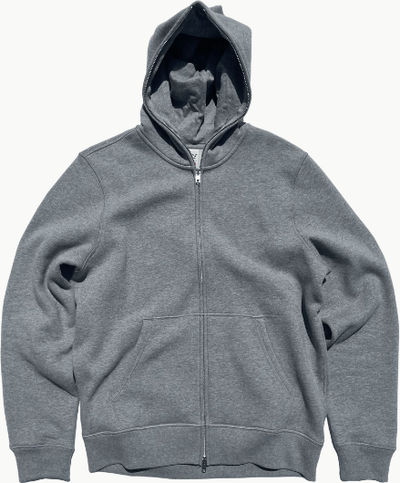 Am image of a Custom Made Blanks Full Zip Bag Hoodie in Heather Grey!