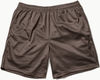 Am image of a Custom Made Blanks Practice Mesh Shorts in Deep Taupe Brown!