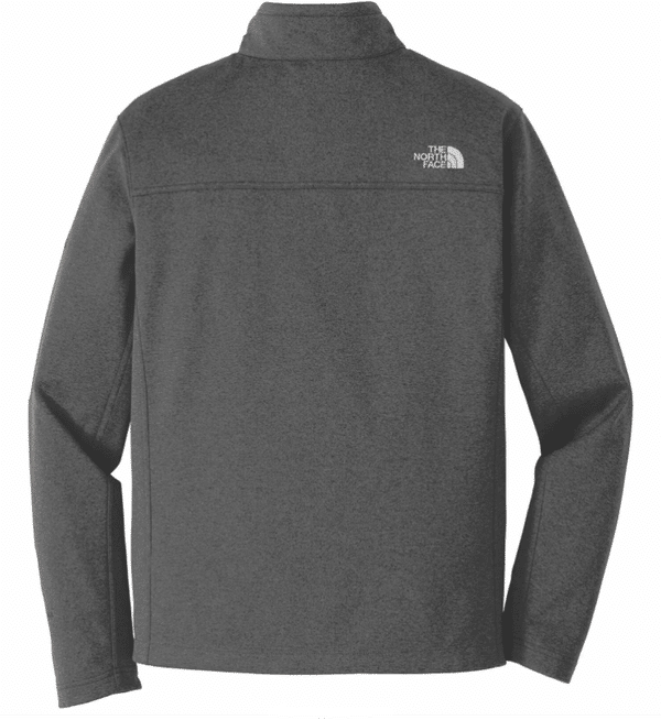 Am image of a Custom North Face Ridgewall Soft Shell Jacket in Dark Grey Heather!
