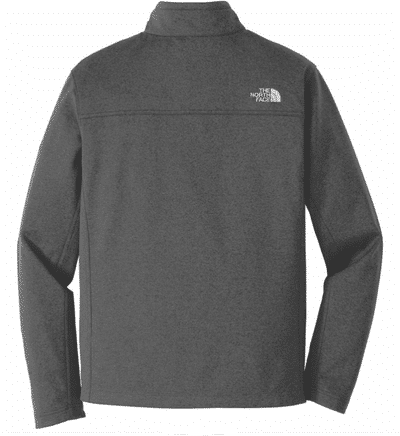 Am image of a Custom North Face Ridgewall Soft Shell Jacket in Dark Grey Heather!