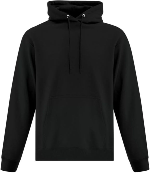 Am image of a Custom ATC Everyday Fleece Hooded Sweatshirt in Black!