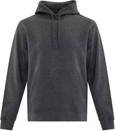 Am image of a Custom ATC Everyday Fleece Hooded Sweatshirt in Dark Heather Grey!