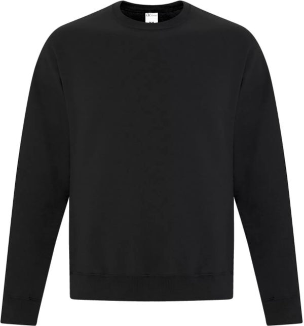 Am image of a Custom ATC Everyday Fleece Crewneck Sweatshirt in Black!