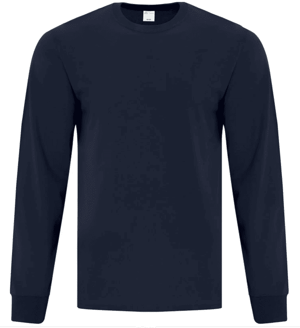 Am image of a Custom ATC EVERYDAY COTTON LONG SLEEVE TEE in Dark Navy!