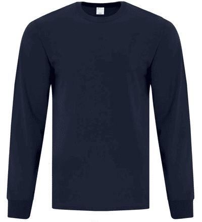Am image of a Custom ATC EVERYDAY COTTON LONG SLEEVE TEE in Dark Navy!