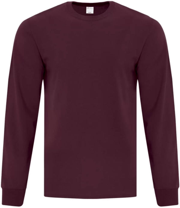 Am image of a Custom ATC EVERYDAY COTTON LONG SLEEVE TEE in Maroon!
