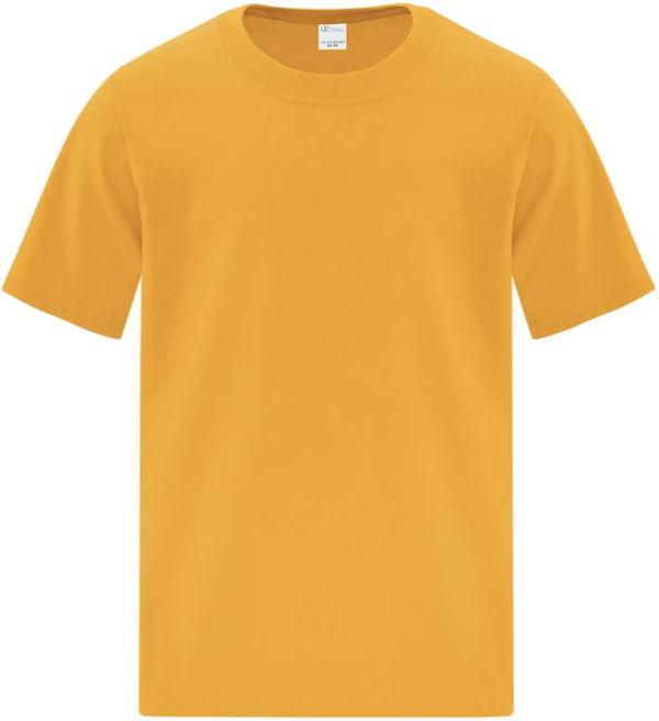 Am image of a Custom ATC Everyday Cotton Youth Tee in Gold!