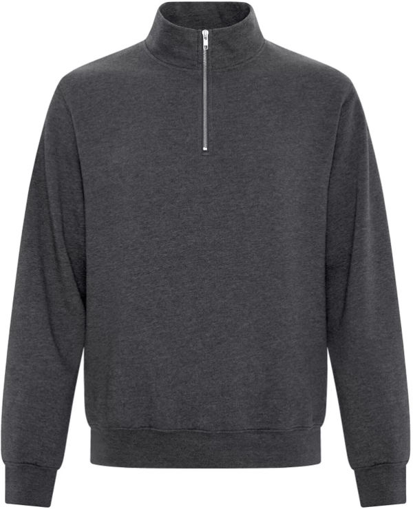 Am image of a Custom ATC Everyday Fleece Quarter Zip Sweatshirt in Dark Heather Grey!
