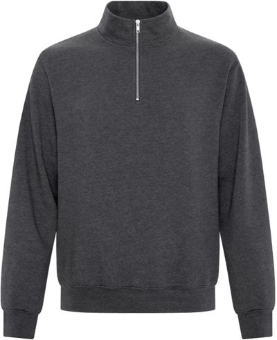 Am image of a Custom ATC Everyday Fleece Quarter Zip Sweatshirt in Dark Heather Grey!