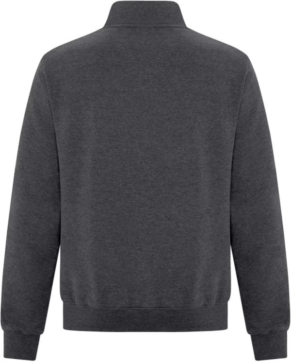 Am image of a Custom ATC Everyday Fleece Quarter Zip Sweatshirt in Dark Heather Grey!