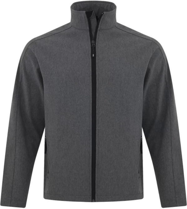 Am image of a Custom Coal Harbour Everyday Soft Shell Jacket in Pearl Grey Heather!