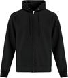 Am image of a Custom ATC Everyday Fleece Full Zip Hooded Sweatshirt in Black!