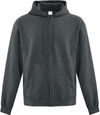 Am image of a Custom ATC Everyday Fleece Full Zip Hooded Sweatshirt in Dark Heather Grey!