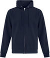 Am image of a Custom ATC Everyday Fleece Full Zip Hooded Sweatshirt in Dark Navy!