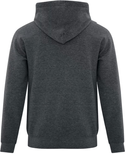 Am image of a Custom ATC Everyday Fleece Full Zip Hooded Sweatshirt in Dark Heather Grey!