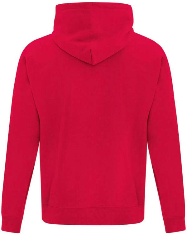Am image of a Custom ATC Everyday Fleece Full Zip Hooded Sweatshirt in Red!