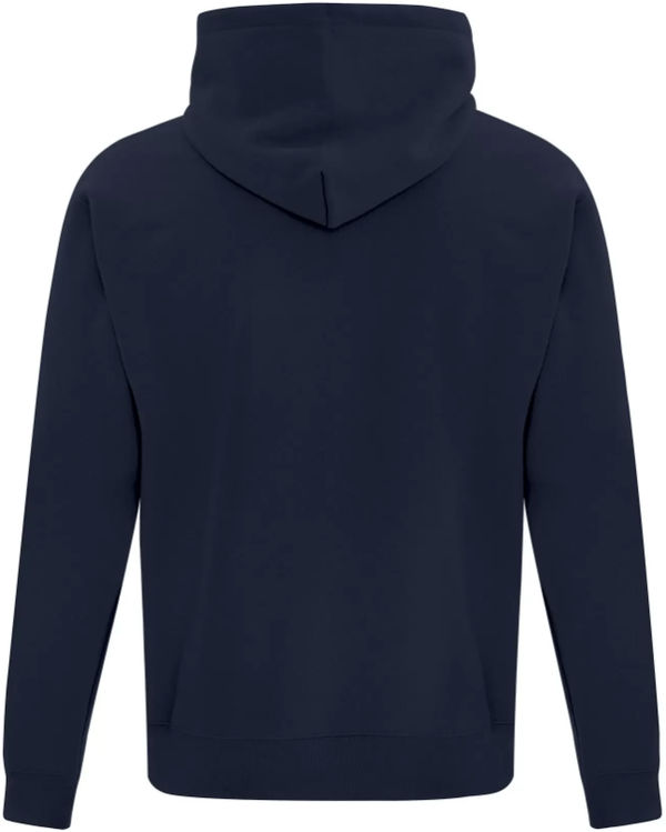 Am image of a Custom ATC Everyday Fleece Full Zip Hooded Sweatshirt in Dark Navy!