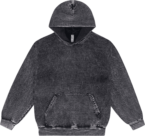 Am image of a Custom LA Apparel Heavy Fleece Hood PO 14oz MW in Carbon Black!